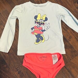 GAP x Disney Kids Rashguard Set - Light Blue and Coral Size 5
